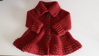 Crochet 29 How to crochet a high neck coat for a girl Part 1 [upl. by Abocaj]