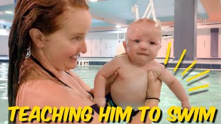 Baby Learning To Swim at 4 Months Old [upl. by Doris992]