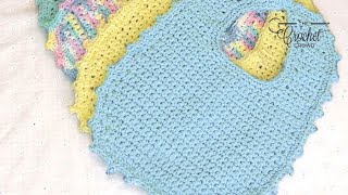 Crochet Baby Bib  EASY  The Crochet Crowd [upl. by Isadore620]