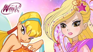 Winx Club  All the Stellas transformations up to COSMIX from SEASON 1 to 8 [upl. by Ennylyak]