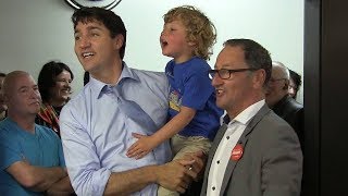 Justin Trudeau brings son Hadrien to campaign event [upl. by Auerbach]