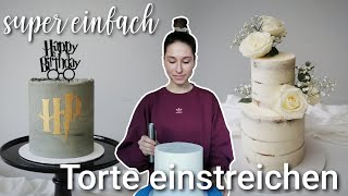 😊Torte einstreichen mit Buttercreme scharfe Kanten  für Anfänger [upl. by Eednar493]