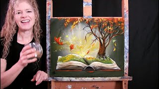 Learn How to Paint TURN THE PAGE TO AUTUMN with Acrylic  Paint amp Sip at Home Step by Step Tutorial [upl. by Eleph128]