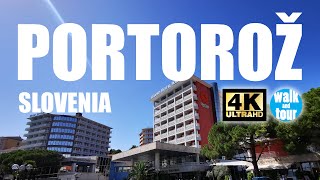 Portorož  Walk on a Nice Promenade by the Sea  4K UHD 60 fps  sLOVEnia [upl. by Ailev]