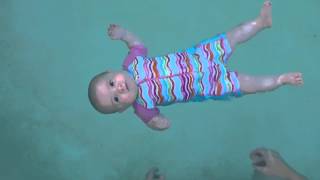 Baby swimming  floating unassisted at 5 months old [upl. by Fanning]