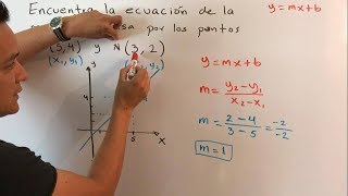 Ecuación de la recta dados dos puntos ymxb Ejercicios 4 y 5  Equation of the line 36 [upl. by Dwane]