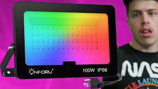 RGB LED Outdoor Flood Light  100W OnForU RGB LED Flood Lights Review [upl. by Noelc]