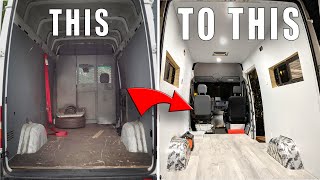 DIY Sprinter Van Conversion  Framing Insulation Wall Panels and Vinyl Floors [upl. by Hpsoj975]